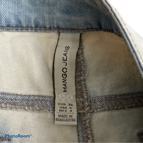 Mango Light Wash Distressed Jeans Women’s Size 4 Straight Leg Ripped Denim - Picture 3 of 9